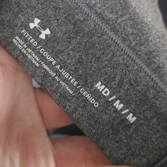 Under Armour Sports Bra Fitted Racerback Medium Gray Black - Picture 3 of 3